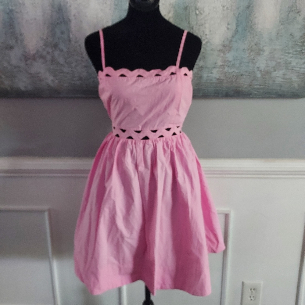 MABLE Pink Scalloped Mini Dress Sz-M